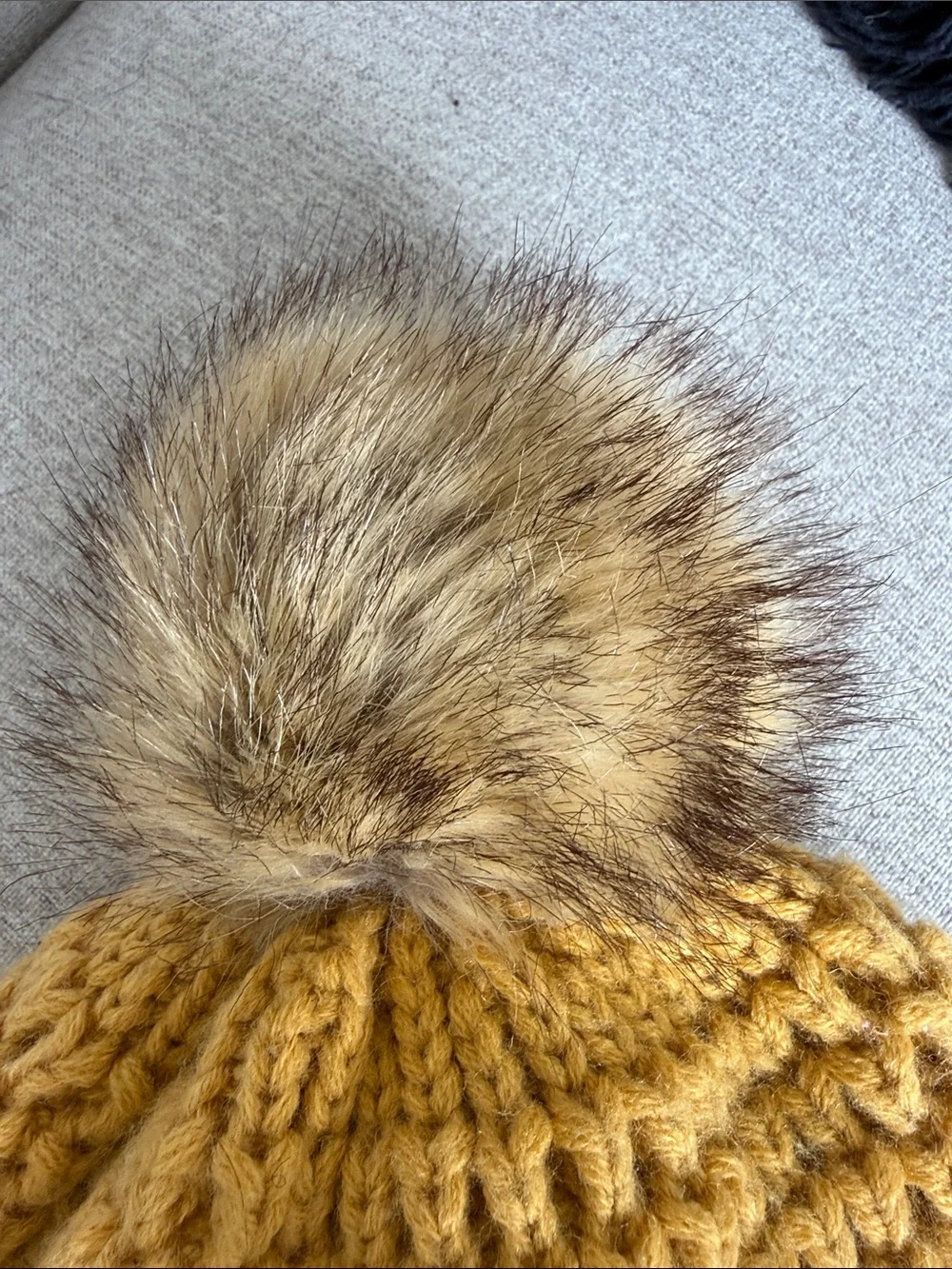 C.C Mustard Yellow Pom Pom Knit Hat